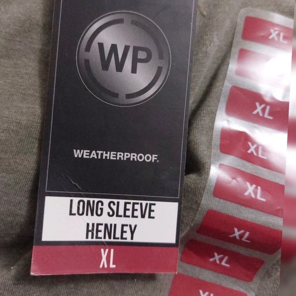 NWT. Weatherproof Mens XL Olive Heather Brushed Jersey Long Sleeve Henley Shirt - Picture 3 of 3